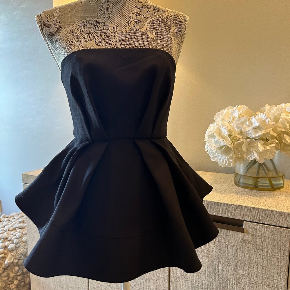 C/MEO Collective Black Peplum Top with Flared Bottom